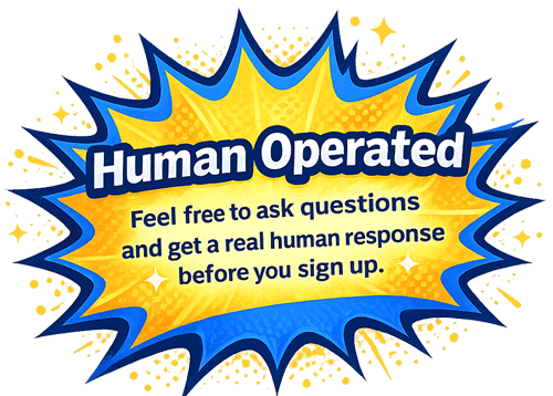 Human operated business email support – ask questions and get a real human response before signing up